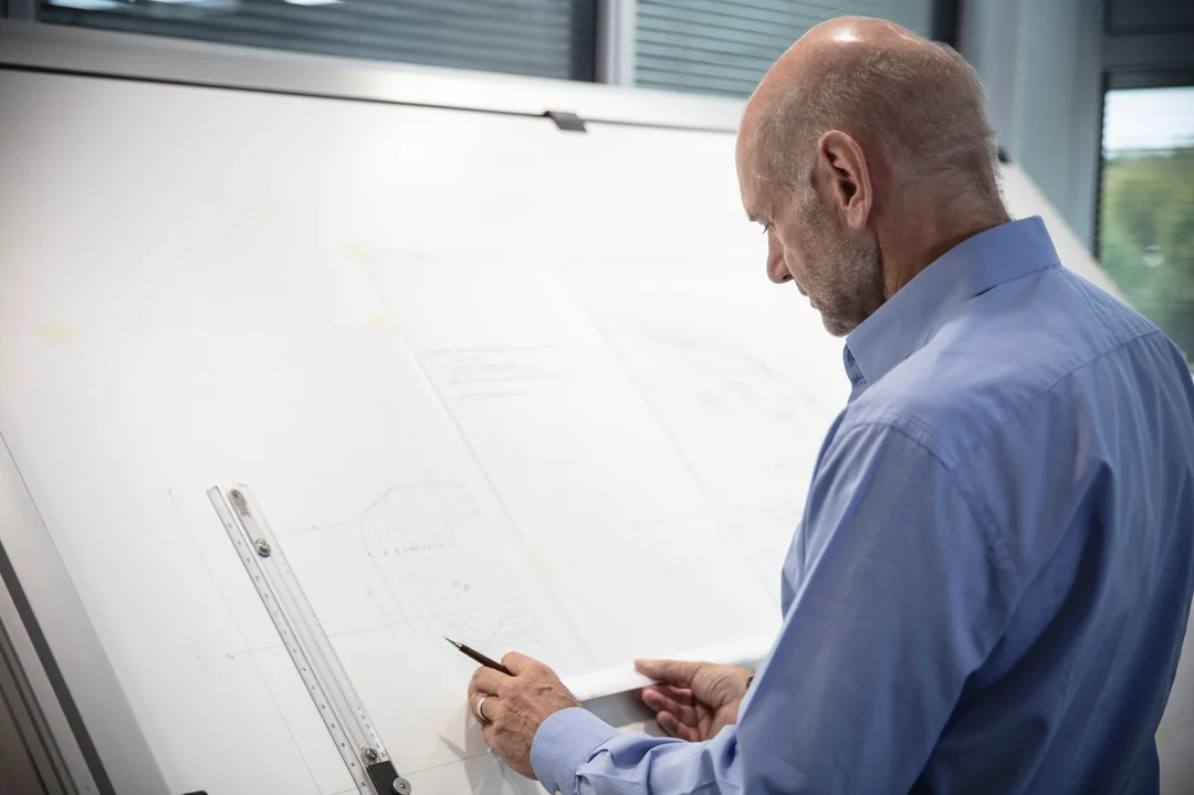 Adrian Newey and is famous drawing board